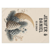 Pinecones und Crescent Moon Winter Liebe Tischdecke (Vorderseite (Horizontal))