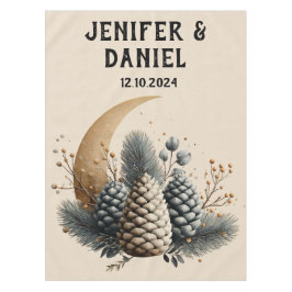 Pinecones und Crescent Moon Winter Liebe Tischdecke