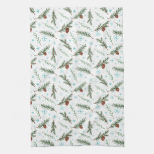 Pinecones und Schneeflocken Geschirrtuch