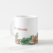Pinecones Wasserfarbe Grenze Frohe Weihnachten Kaffeetasse (Vorderseite Links)