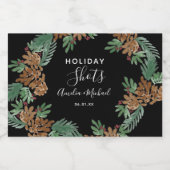 Pinecones Wasserfarbene Landschaft Weihnachten Alkoholflaschenetikett (Einzelnes Label)