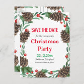 Pinecones Watercolor Save the Date Weihnachten Par Ankündigungspostkarte (Vorne/Hinten)