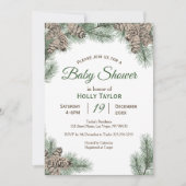 Pinecones Winter Baby Dusche Einladung (Vorderseite)