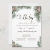 Pinecones Winter Bridal, Babydusche Einladung (Vorderseite)