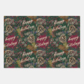 Pinecones Wreaths Happy Holidays Geschenkpapier Set (Vorderseite)