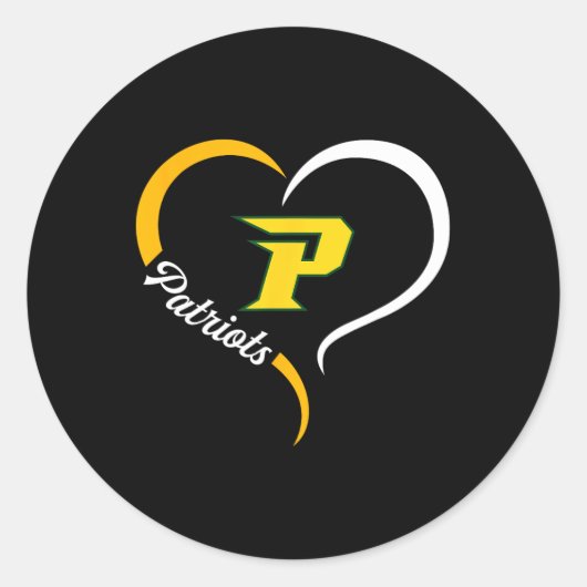 Pinecrest Patriots Logo Halbherz Slogan Hs Runder Aufkleber (Vorderseite)