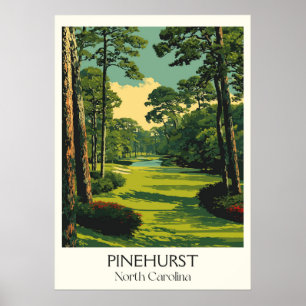 Pinehurst NC Vintager Golfplatz Landschaft Poster