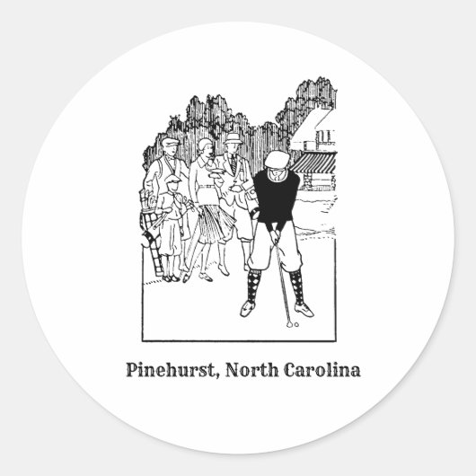 Pinehurst North Carolina Vintager Golfsticker Runder Aufkleber (Vorderseite)