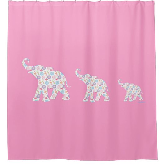 PinElephants Blume Muster Niedlich Moderne Duschvorhang (Vorderseite)