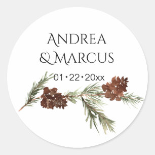 Pinery Winter Wedding Wreath Runder Aufkleber