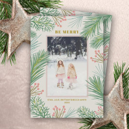 Pines Berries Weihnachtsfest Foto Feiertagskarte