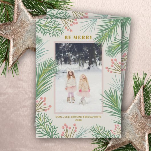 Pines Berries Weihnachtsfest Foto Feiertagskarte