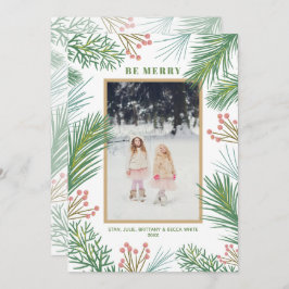 Pines Berries Weihnachtsfest Foto Feiertagskarte