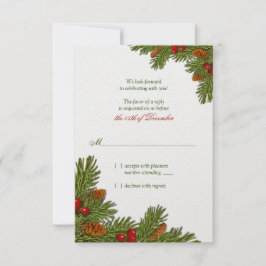Pines Boughs Holiday Winter Wedding RSVP Card Karte