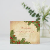 Pines Boughs Holiday Winter Wedding Save the Date (Stehend Vorderseite)