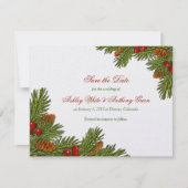 Pines Boughs Xmas Winter Wedding Save the Date (Vorderseite)
