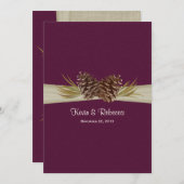 Pines Deep Plum Wedding Einladung (Vorne/Hinten)