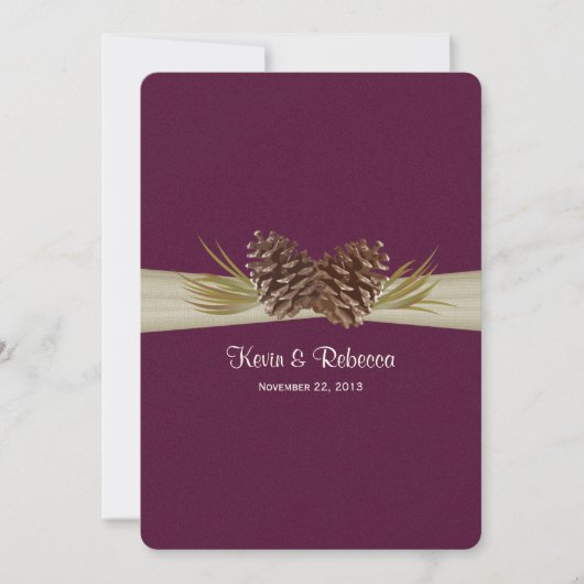 Pines Deep Plum Wedding Einladung (Vorderseite)