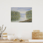 Pines Lake Watercolor Landschaft Poster (Küche)