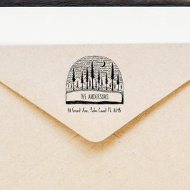 Pines Landschaft Handgezeichnet Rücksendeadresse Permastempel