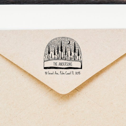 Pines Landschaft Handgezeichnet Rücksendeadresse Permastempel