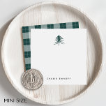 Pines Mini Personalisiert Holiday Mitteilungskarte<br><div class="desc">Diese Minikarten sind perfekt für schnelle Noten während der Ferien geeignet und verfügen über eine handgezeichnete Single-Kiefernblende mit Namen,  Auswahl oder Personalisierung unter klassischen Buchstaben. Karten kehren zu einem rustikalen,  tonalen Büffel karierten Muster zurück.</div>