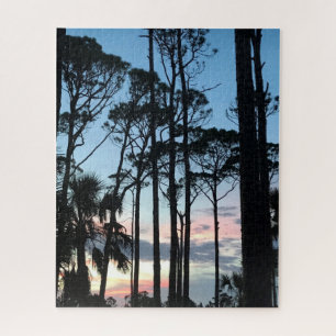 Pines Pink Blue Sunset Beach Florida Puzzle