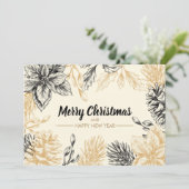 Pines Poinsettias Flat Christmas Feiertagskarte (Stehend Vorderseite)