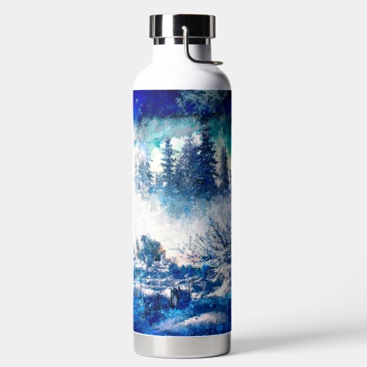 Pines Snowstorm Artistic Trinkflasche (links)