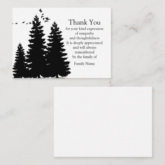 Pines Tree After Funeral Danke Karten (Vorne/Hinten)