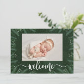 Pines Winter Foto Geburtshinweise Feiertagskarte (Stehend Vorderseite)