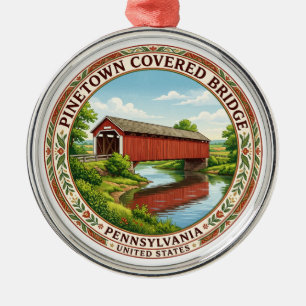 Pinetown Covered Bridge Bird-in-Hand Pennsylvania Ornament Aus Metall
