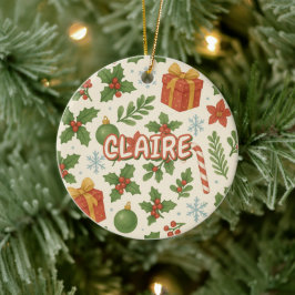 Pinetrees, klassische Holiday Floral Keramik Ornament