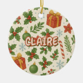 Pinetrees, klassische Holiday Floral Keramik Ornament (Vorne)