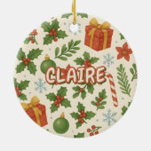 Pinetrees, klassische Holiday Floral Keramik Ornament (Hinten)