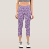 Pineywood Geranium Nahtloses Muster Capri Leggings (Vorderseite)