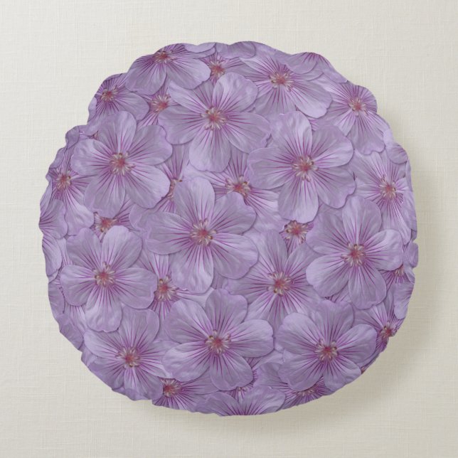 Pineywood Geranium Nahtloses Muster Rundes Kissen (Vorderseite)