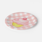 Ping Gingham Cupcake Papierplatten Pappteller (Schrägansicht)