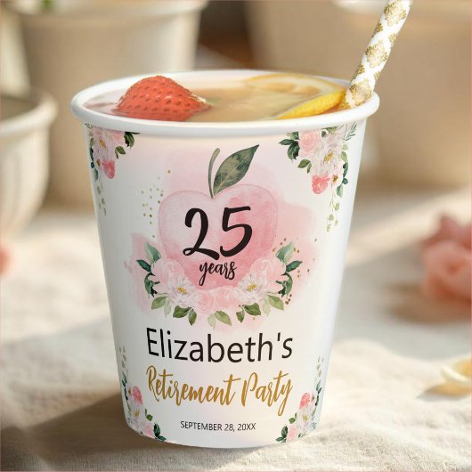 Ping Gold Apple Lehrer Rente Party Papier Becher