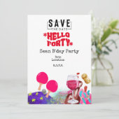 Ping Pong 40. Geburtstag Party Rett Datum Einladung (Stehend Vorderseite)