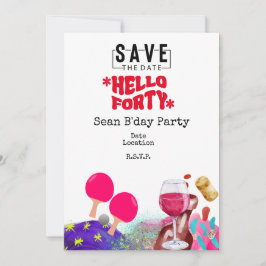 Ping Pong 40. Geburtstag Party Rett Datum Einladung