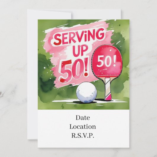 Ping Pong 50. Geburtstag, Einladung (Vorderseite)