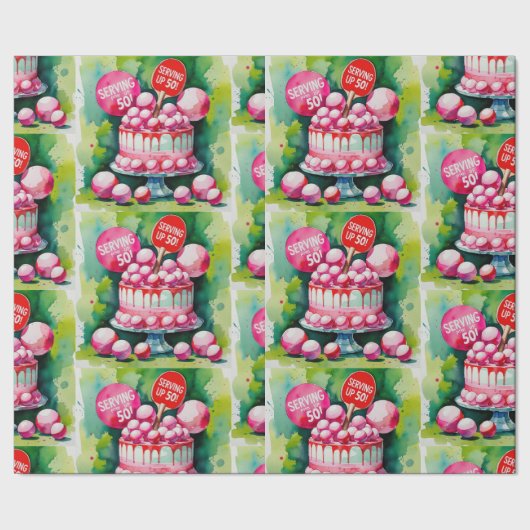 Ping Pong 50. Geburtstag Geschenkpapier (Saum)