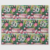 Ping Pong 50. Geburtstag Geschenkpapier (Flach)