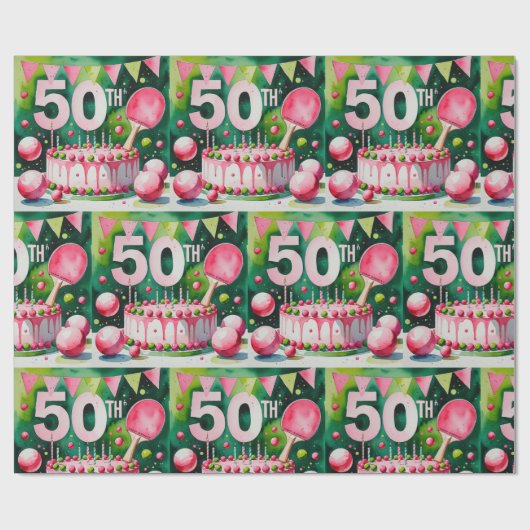 Ping Pong 50. Geburtstag Geschenkpapier (Flach)
