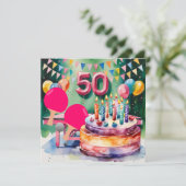 Ping Pong 50. Geburtstag Karte (Stehend Vorderseite)