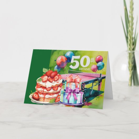 Ping Pong 50. Geburtstag Karte (Vorderseite)