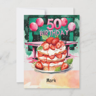 Ping Pong 50. Geburtstag mit Cake Postkarte