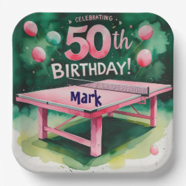 Ping Pong 50. Geburtstag mit der Nummer 50 Pappteller