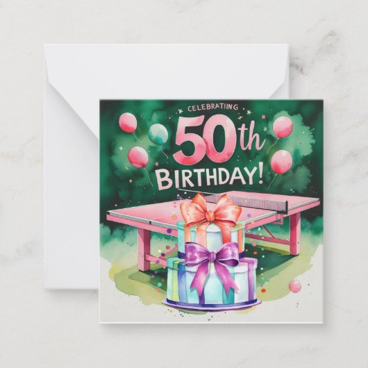 Ping Pong 50. Geburtstag Mitteilungskarte (Vorderseite)